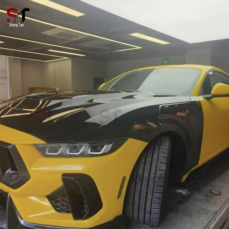Carbon Fiber Front Bumper Fog Light Trim for 2024+ Ford Mustang