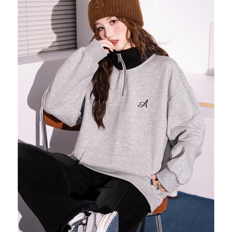 TonLion Women's Contrast Collar Letter Sweatshirt