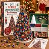 Kit Albero di Natale con Perline Fai da Te Stella Educativa Decorazione da Tavolo Albero di Natale in Schiuma Conica Fatto a Mano Decorazione per Festa di Natale Regalo