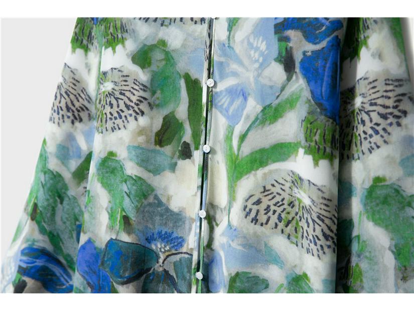 Women's Mulberry Silk Crepe De Chine Printed Beach Shirt, Vacation Top, Spring Outfit