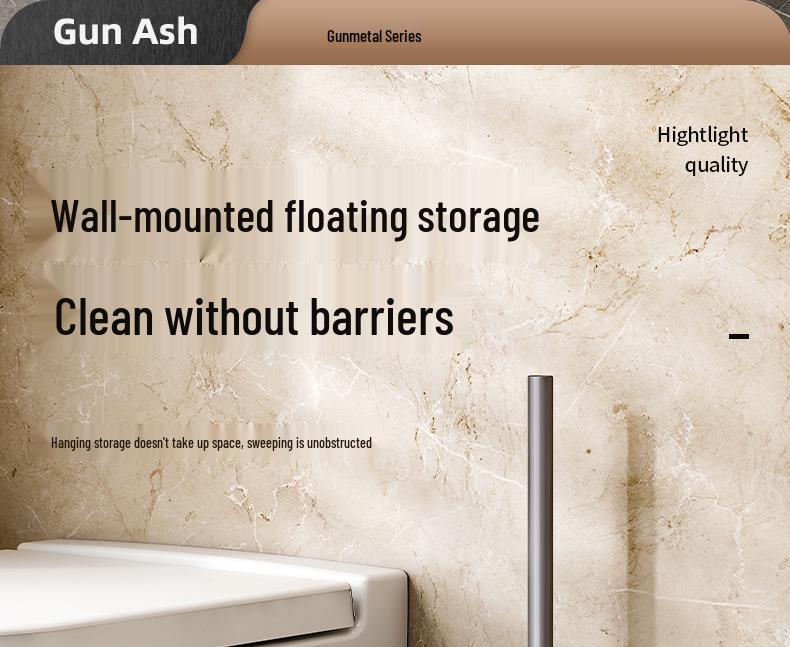Sleek Wall-Mounted Aluminum Toilet Brush with Long Handle