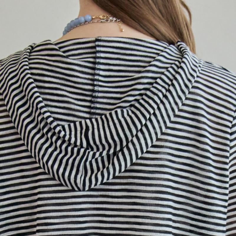 Maxza Hooded T shirT Loose fiT sTripe zf08qT002na