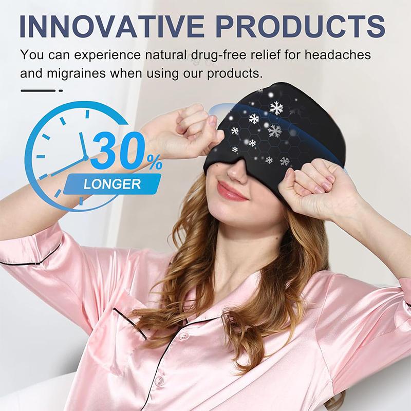 Migraine Relief Cap Headache Relieve Cap Mask Products Cooling Odorless Gel Ice Head Wrap for Stress Hangover Puffy Eyes JT457