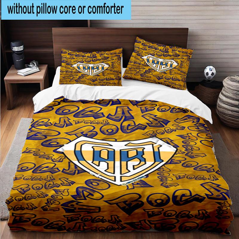 3pcs Boca Juniors Football Club Design Bedding Set Duvet Cover Closure Includes 1 Duvet Cover & 2 Pillowcases Bedding Sets Home Decor Gifts