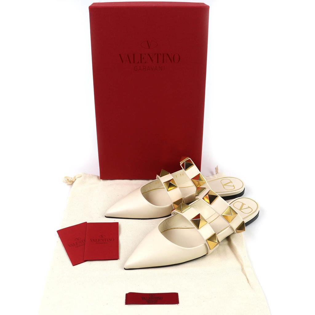 Vynikající Valentino Garavani Mules Římský cvoček ploché mule sandály Slonová kost 35 WW2S0BK8 Použité