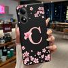 Black Case For ZTE Blade A33S Fundas Beautiful Flower Printing Initial Letters Phone Casing Soft Silicone Protective Back Cover