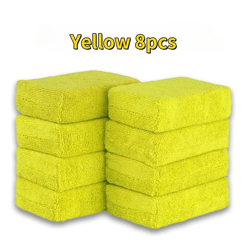 8PCS Microfiber Car Wax Applicator Pads, Soft Auto Detailing Sponge for Paint Polishing & Cleaning