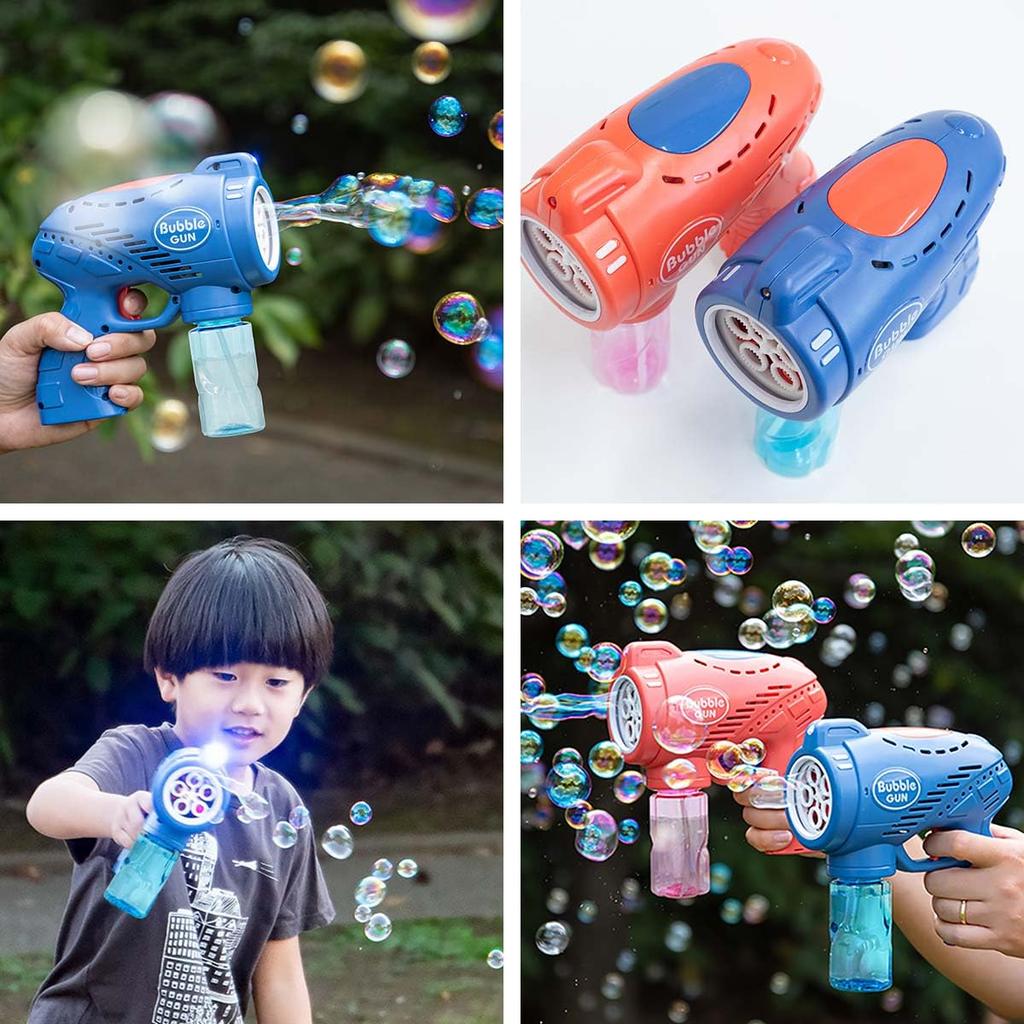 RiZKiZ Electric Bubble Soap Bubble Bazooka with LED Light Equipped with Continuous Spray Bubble Outdoor Educational Recommended for Ages 3 and Up Gun,