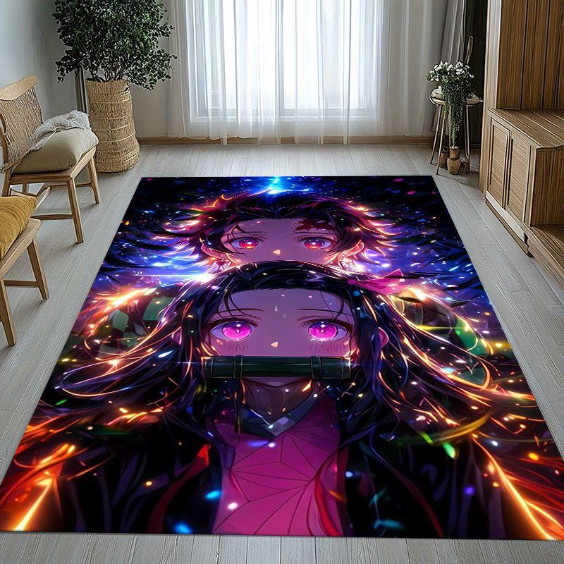 Demon Slayer Kimetsu No Yaiba Tanjiro Nezuko Anime Non-Slip Area Rug for Living Room,Bedroom Carpet Mat for Sofa,Home Decor Gift