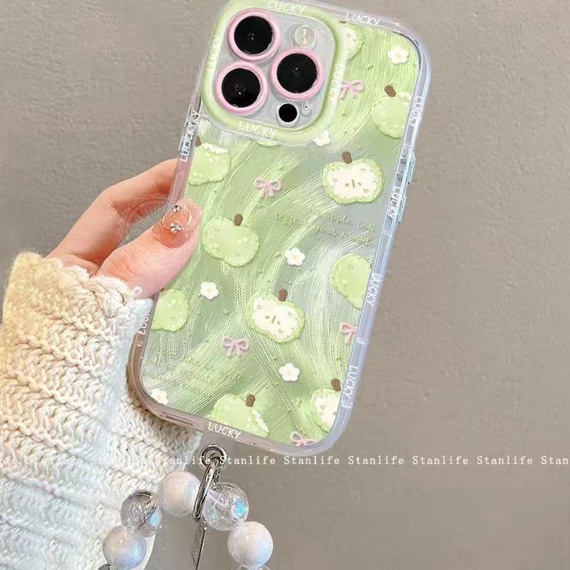 Summer smudge apple 11promax mobile phone case iphone11pro green apple 11 niche bracket lanyard
