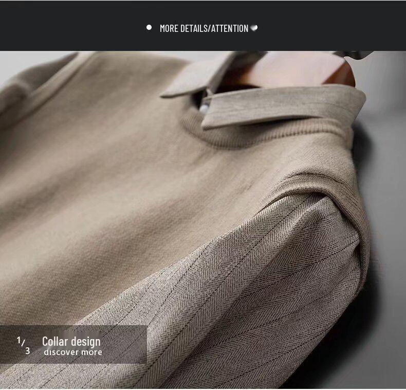 British Style Men's Knitwear: Casual Loose Patchwork Sweater with Shirt Collar, Autumn-Winter Bestseller