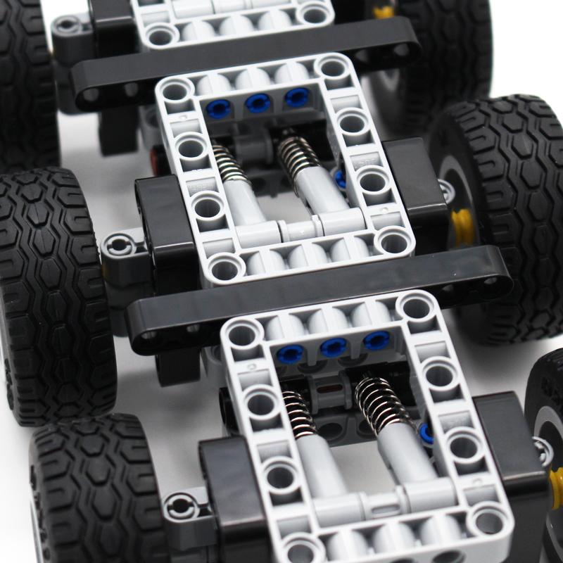 Non-Toxic 6-Wheel Trailer Assembly Mini Three-Axis Chassis Building Blocks 119Pcs Mechanical Unit Model Moc Technical Bricks Assembly