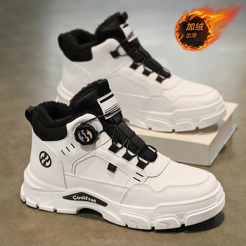 Winter Men's Shoes Velvet High-top Martin Boots Men's Retro Thickened Thermal Cotton Shoes Platform Tooling Short Boots
