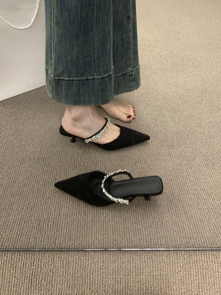 

Слово из стразов высокого класса с головой сумки и полушлепанцами, женские туфли-лодочки на шпильке с острым носком 41 чёрный