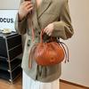Retro bucket bag women's bag 2024 autumn new fashion indentation handbag versatile shoulder messenger bag