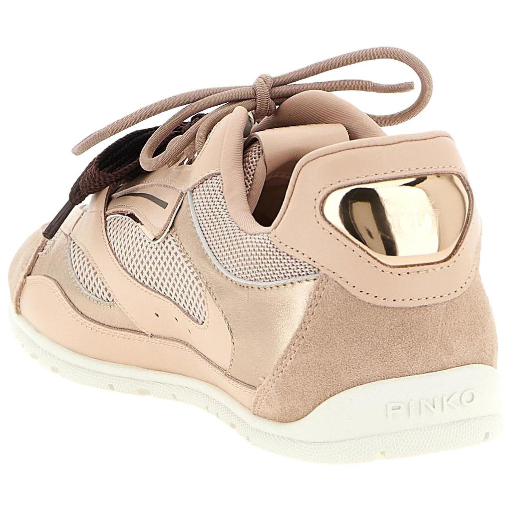 PINKO Yulia 01 Leather Round Toe Lace-Up Low-Top Casual Shoes Women sneaker Pink SS0185P020P26