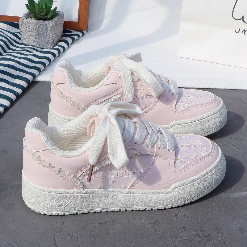 Retro Soft-soled Small Floral Casual Board Shoes Women's Ins Tide 2025 Summer and Autumn Thick-soled Versatile Sports Bread German Training Shoes