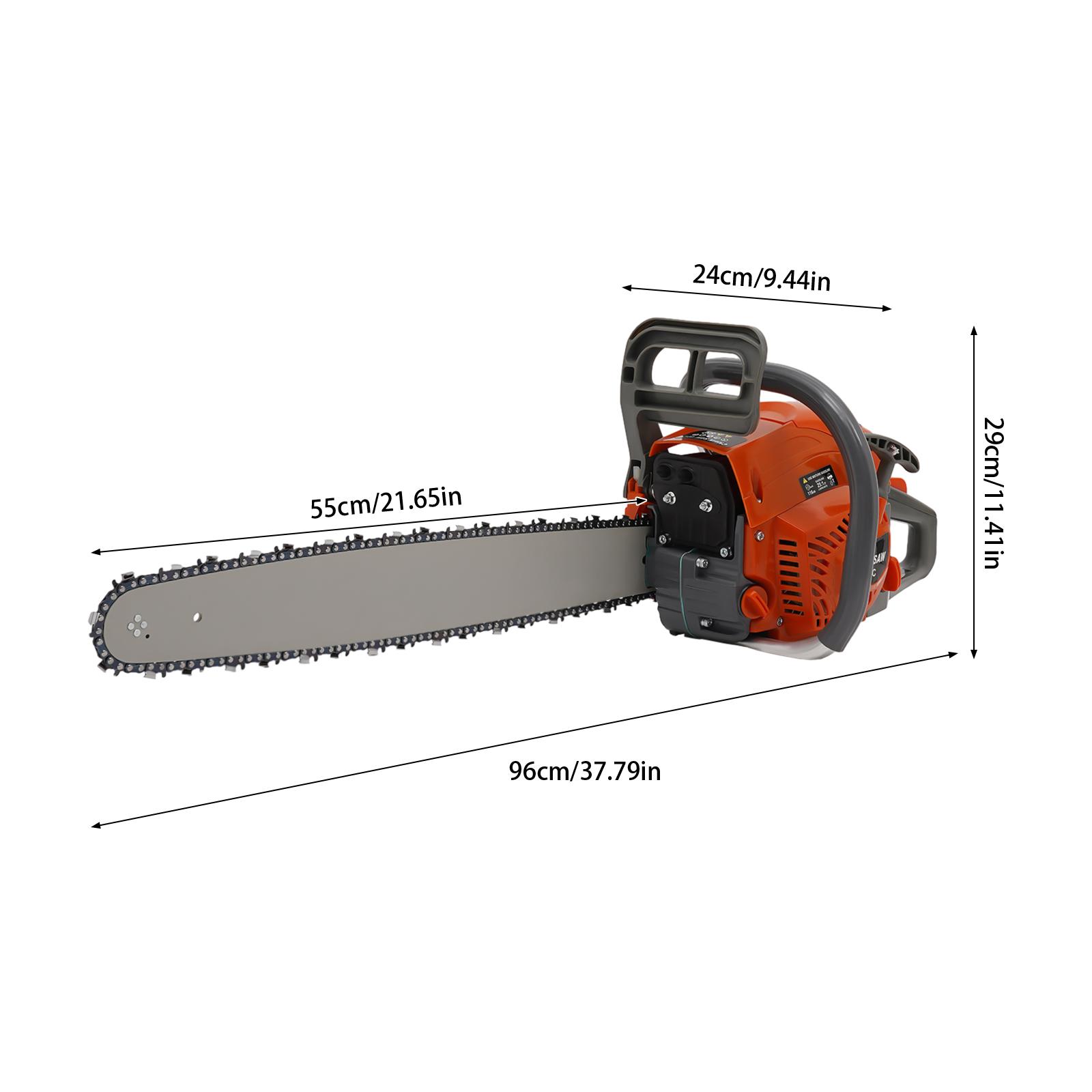 

22Inch Gas Chainsaw, 2-Stroke 60CC 2.8KW Engine Handheld Gas Power Chain Saw with Air-cooled Petrol Saws Set for Wood Cutting помаранчевий