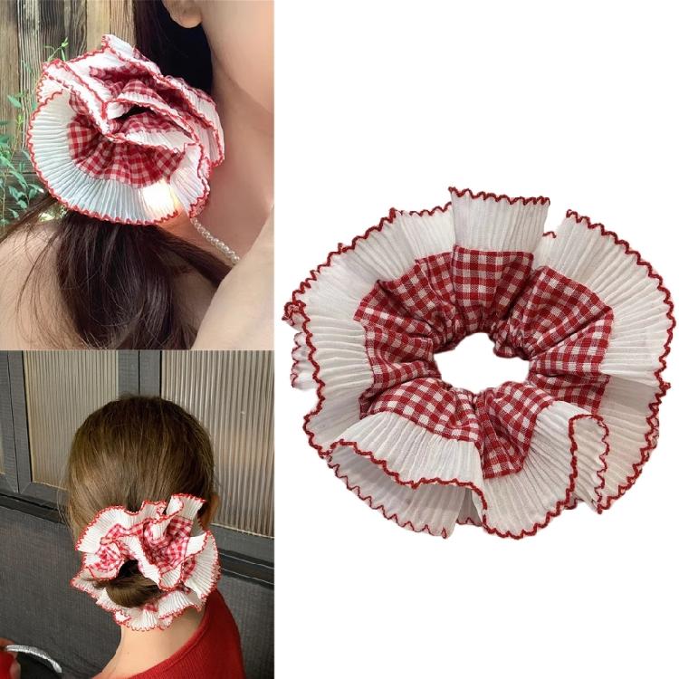 Lace Trim Hair Scrunchies for Women and Girl Aesthetic Hair Elastic Hair Tie Oversized Hair Circle for Everyday Wear
