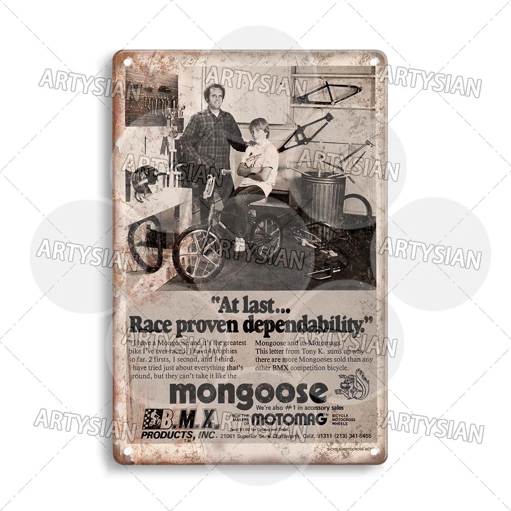 Vintage BMX Bike Metal Sign Bicycle Motocross Plaque Racing ACS TUF Pedals Procraft Kuwahara Raleigh Mongoose Dyno Diamond Back