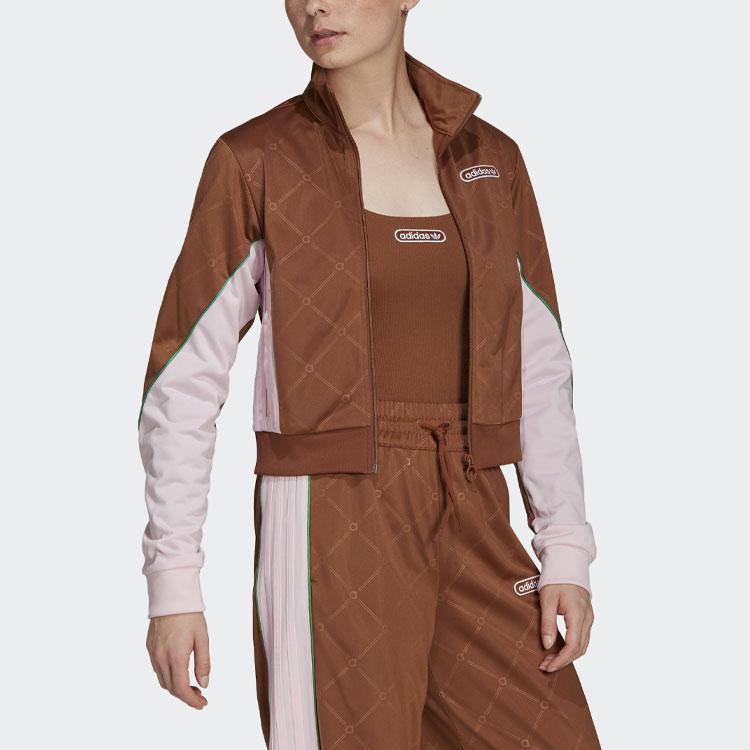 Adidas Originals Cropped Coats Women's Brown Stand Collar Moderate HL0068