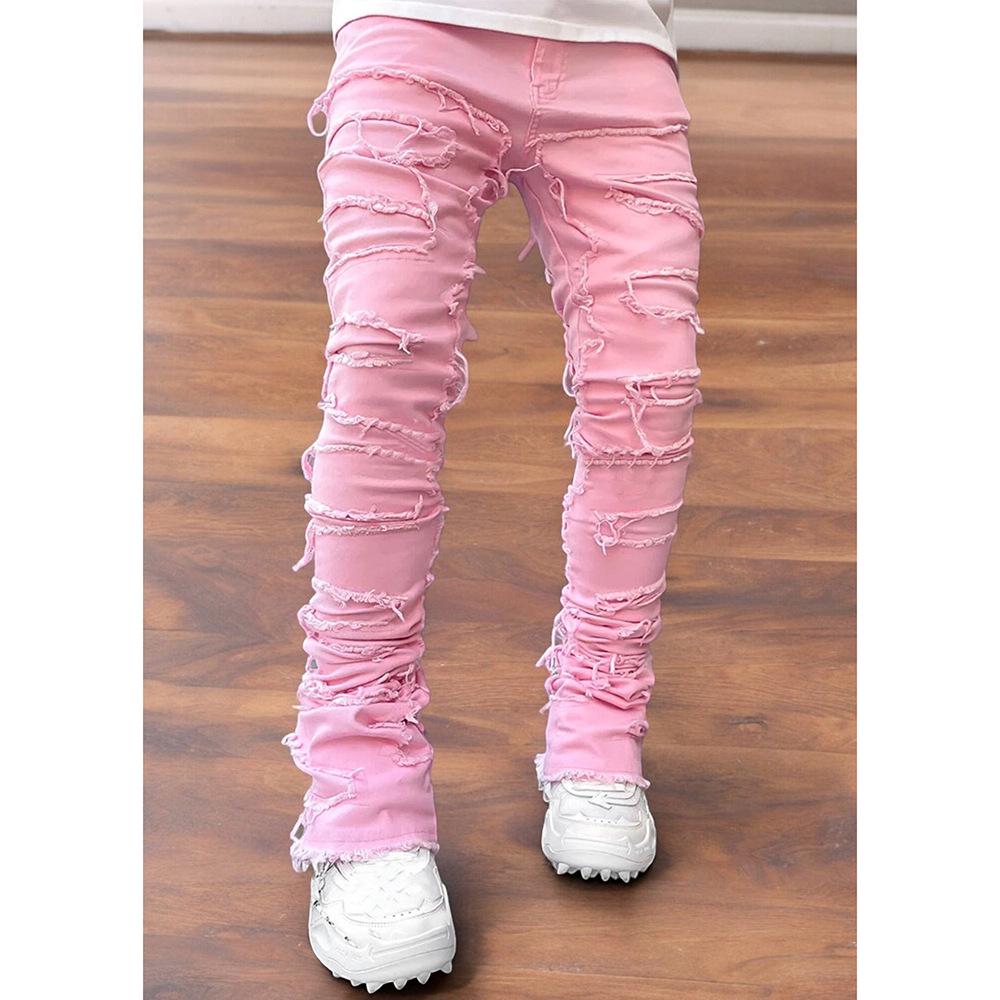 Men's 2025 Retro High Street Loose Straight-Leg Patch Applique Jeans