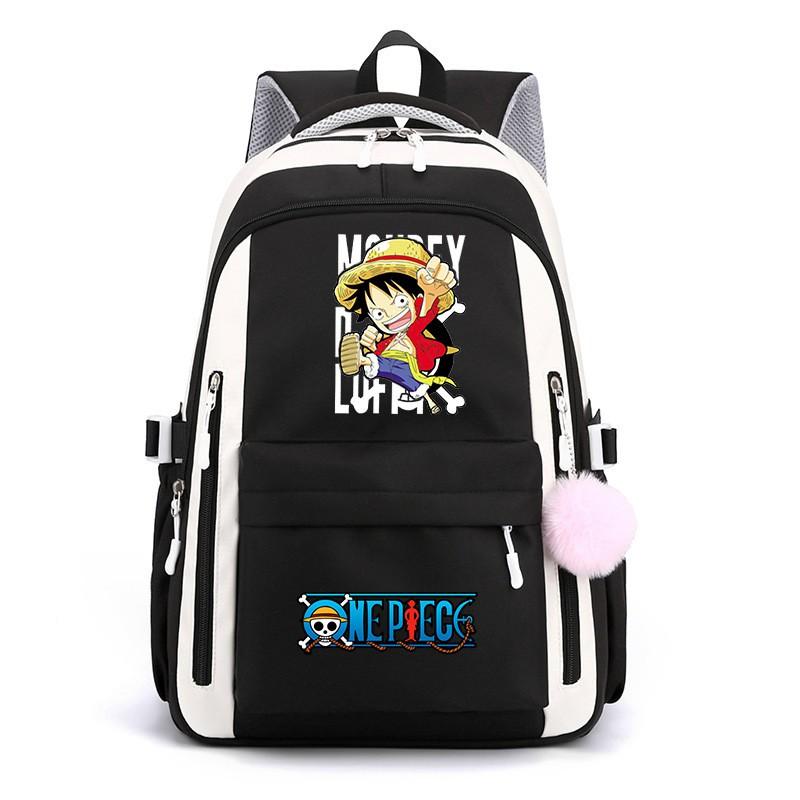 One Piece Anime Super Novice Luffy Printed Canvas School Backpack Teens High Capacity Travel Bag