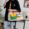 Contrasting color leisure sports fitness bag women's large-capacity portable messenger luggage bag light and short-distance business travel bag men