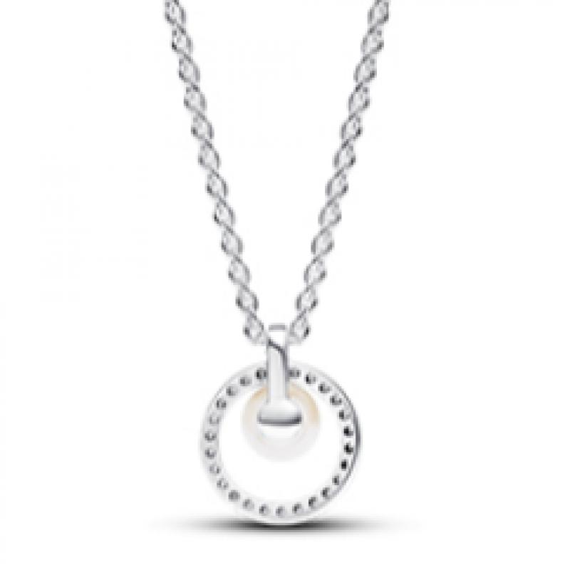 PAndora Treated Freshwater Cultured Pearl And Pav  Collier Necklace 393165c01