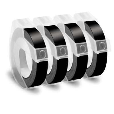 Dymo 9mm 3m Glossy Dymo 3D Glossy Tape Compatible with Dymo Tape Writers Such As Tape, Wide, Long, Black, Embossed, Finish, DM0903B, 4-pack, DM20008,