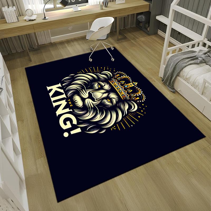 Tappeto Tappetino Stampato con Motivo Leone 1Pz per Soggiorno Camera da Letto Casa Decorazione Divano, Tappetino Antiscivolo Tappetino per Pavimento