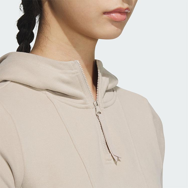 Adidas FW24 FUSTL W P HDY Sports Casual Hooded Pullover Sweatshirt Women Sweatshirt Light-Brown JM6210