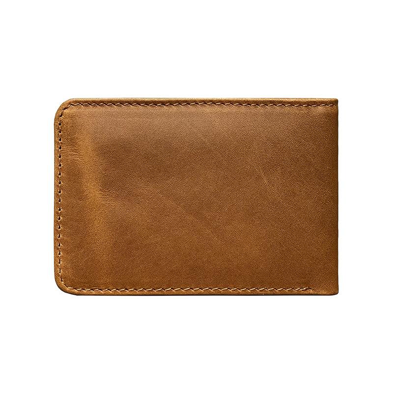 Geestock Leather Men's Wallet Retro Casual Short Oil Wax Leather Wallet Clip Card Bag Lightweight Card Holder Coin Purse Daily