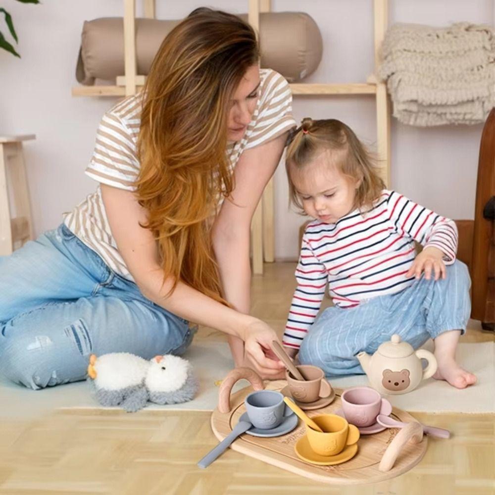 Early Educational Pretend Play Kitchen Set Little Bear Tea Set Play Toy  Toddlers Girls Boys