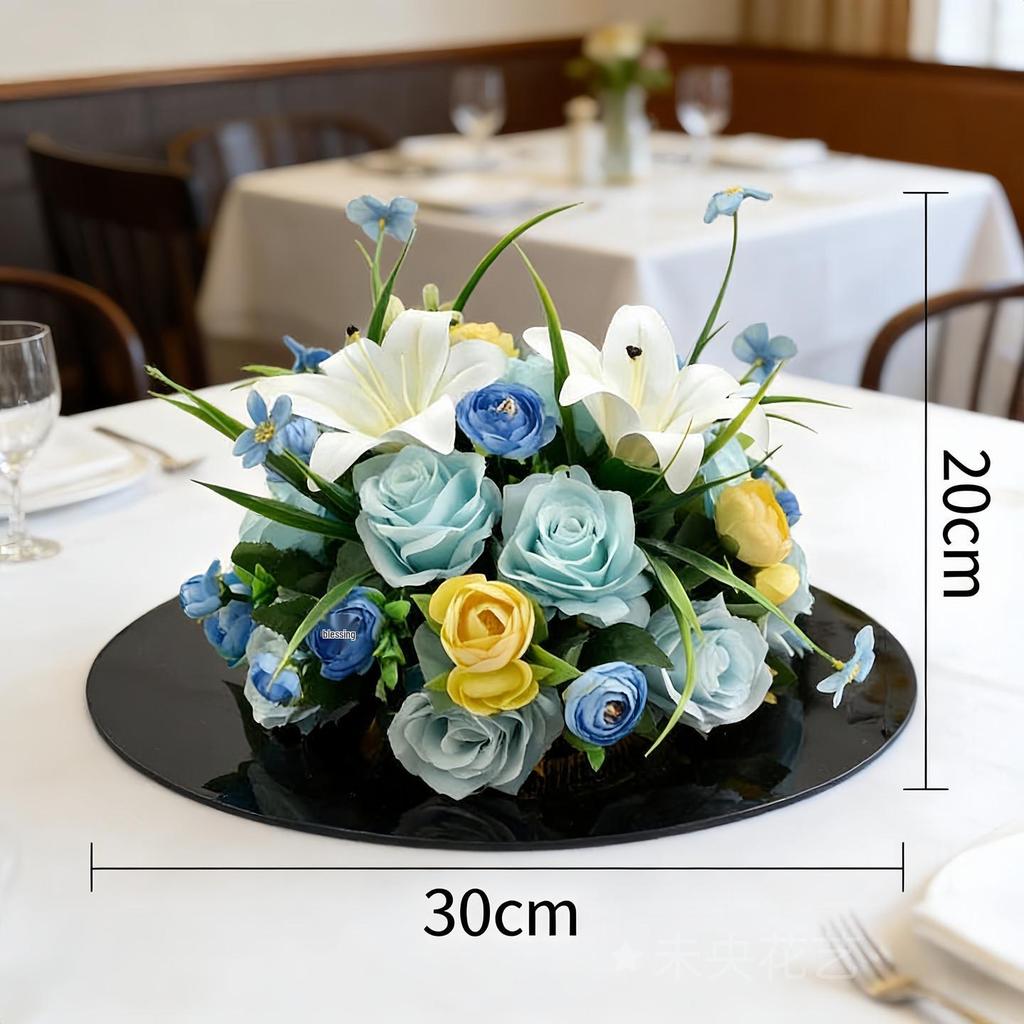 Round Lily Style Table Centerpiece: Artificial Floral Arrangement for Restaurants & Hotels