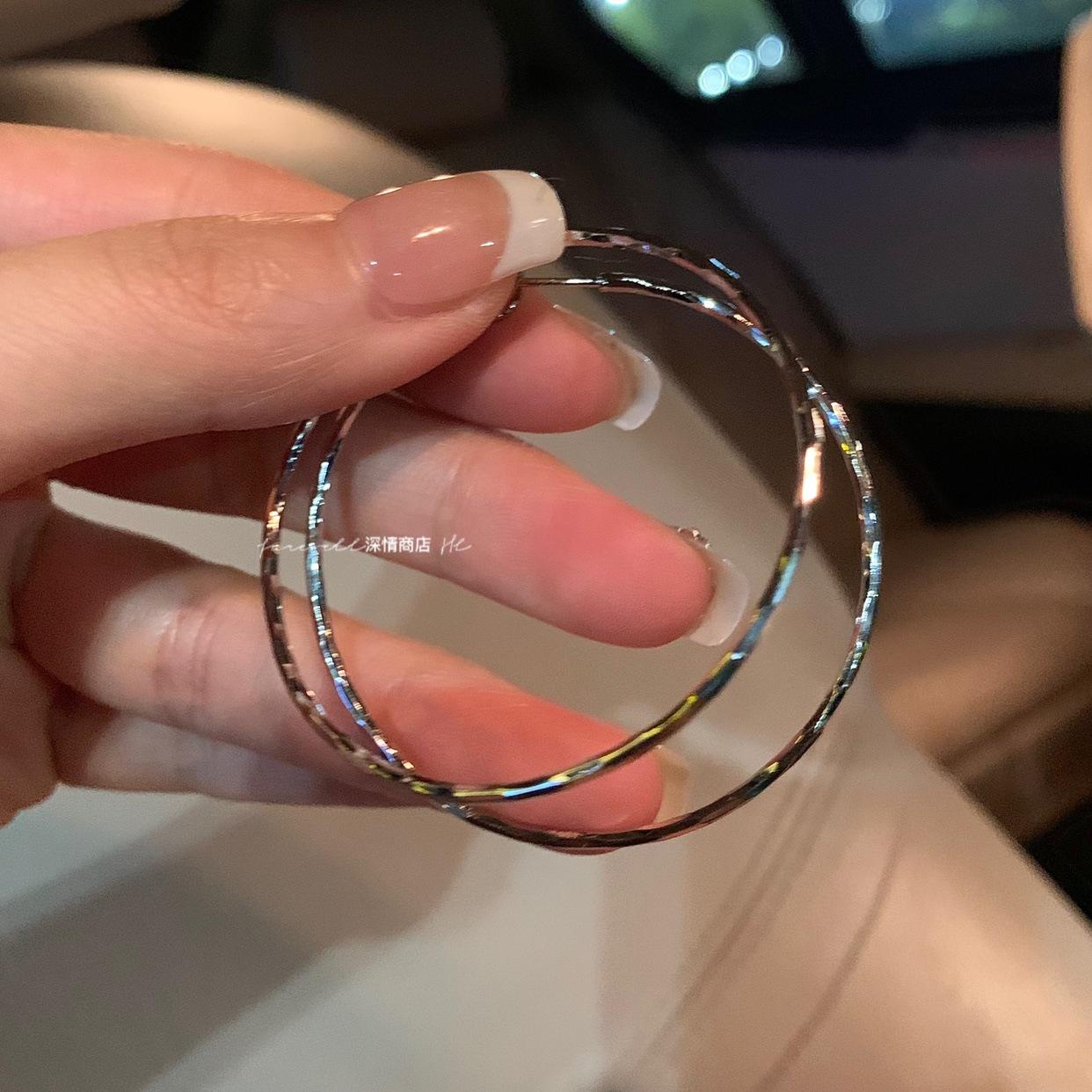 925 silver needle large circle earrings, popular face, suitable for stud earrings