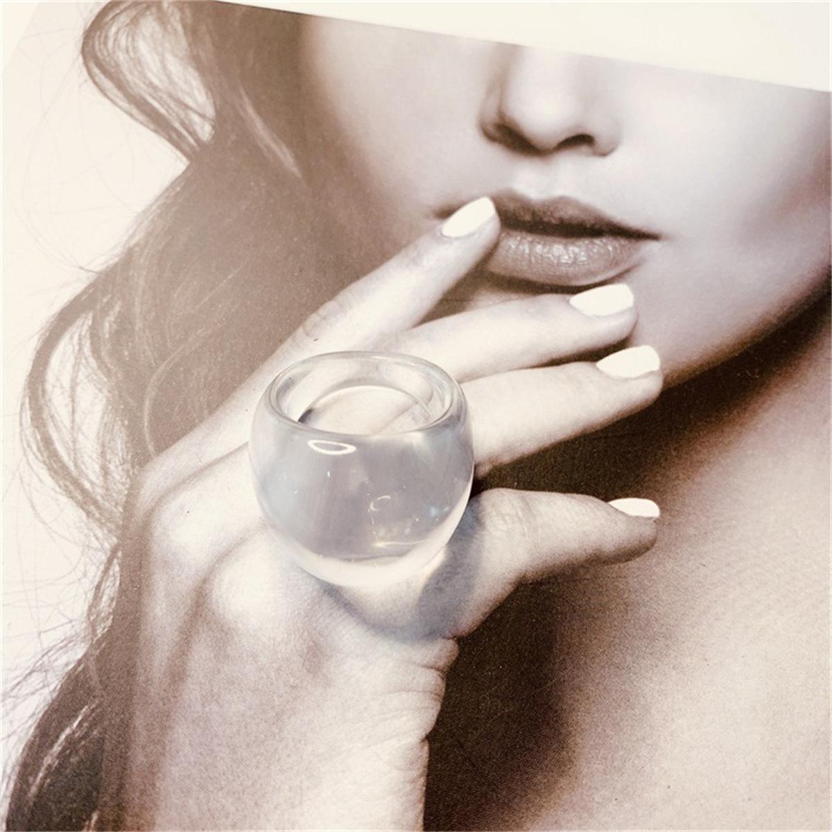 Colorful Transparent Acrylic Rings Set For Women Fashion Transparents Geometric Resin Finger Rings Female Party Jewelry Gift