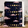 Golden Moon Phases and Clouds Design Patterned Flannel Blanket Perfect for the Bedroom Living Room, Sofa, or a Little Nap