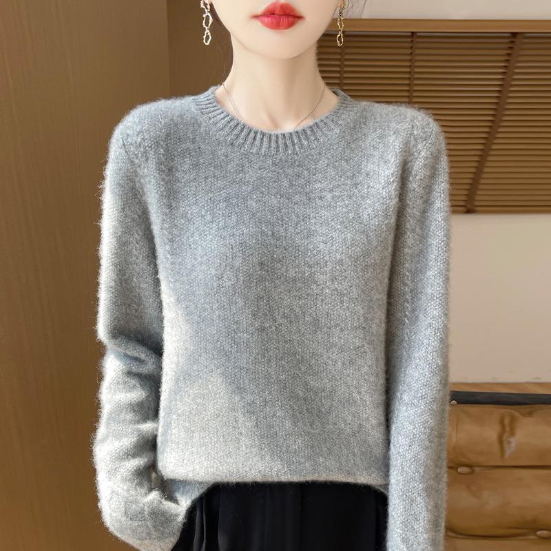 New Round Neck Knitted Cardigan for Autumn and Winter for Women Loose Pullover Sweater Soft Glutinous Osmanthus Needle Thick Base Shirt