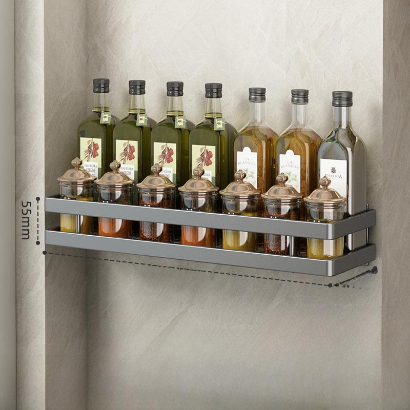 

Настенная кухонная полка для специй без перфорации с сетчатой корзиной