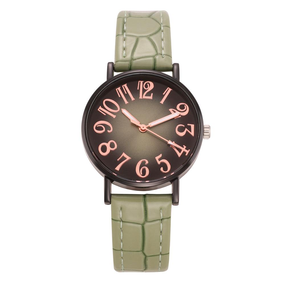 Crocodile Pattern Shockproof Leather Strap Women's Quartz Wristwatch: Versatile Fashion Accessory for Students