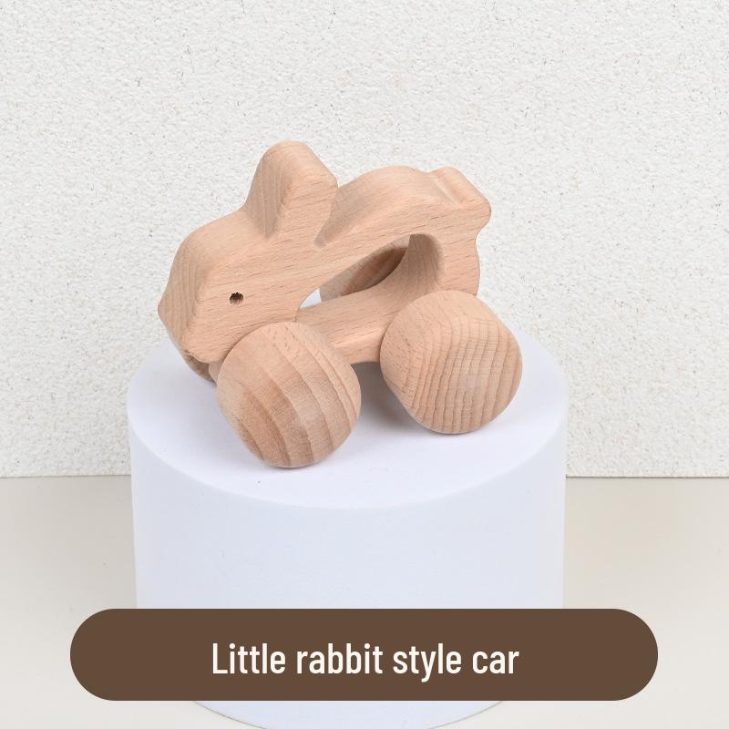 Beech Wood Toy Car - Original Inertia Push Car for Infants, Grasping Training, Solid Wood, Safe for Teething, Educational