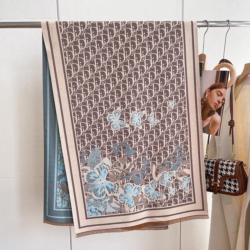 

Шарф Женский Шаль для Кондиционированного Помещения Толстый Имитация Кашемира Утолщенный Ветрозащитный Шарф Буквы 180*65cm