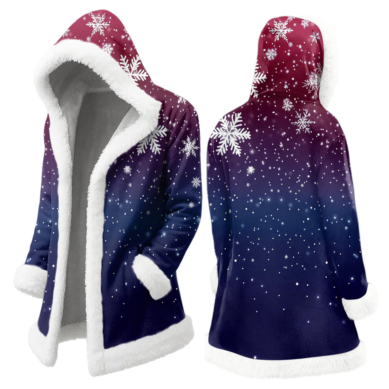 

Мужской рождественский длинный кардиган с капюшоном и карманами, теплая куртка XXXXL