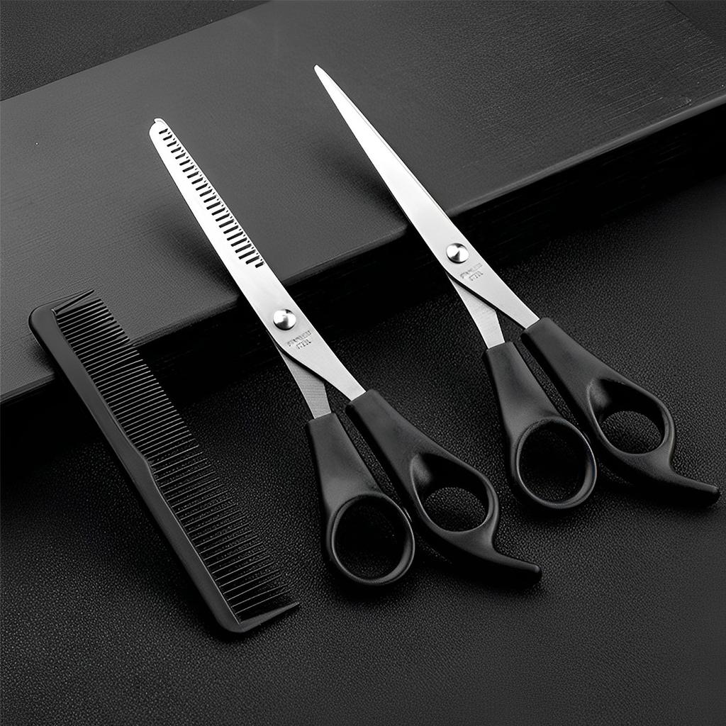 Hair Cutting Scissors Set Stainless Steel Thinning Scissor with Flat Scissor Comb Home Barber Salon Haircut Scissor Styling Tool