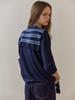 MAXZA Lettering Round Neck Knit & Striped Shawl Set