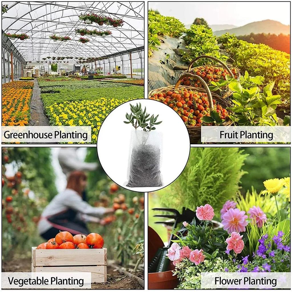 Non-woven Nursery Bag Plant Bag Nursery Cup Thickened Container Pot Horticultural Planting Bag 100pc