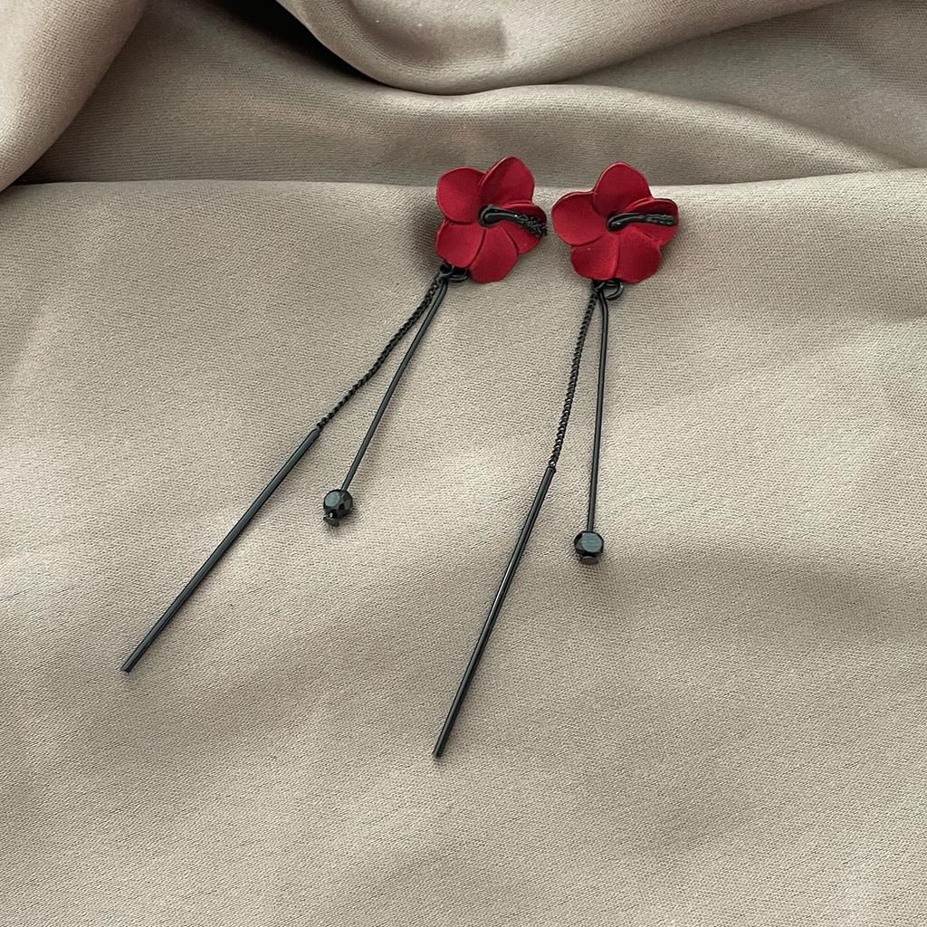 2 szt. damskie modne kreatywne kolczyki z długimi frędzlami i kwiatami kolczyki kolczyki cyrkonia odpowiednie na randki, imprezy, święta prezenty