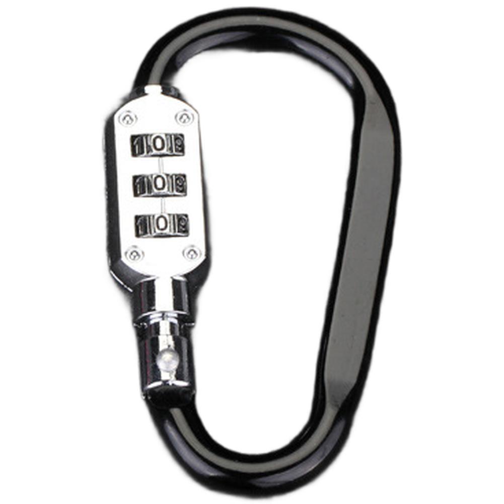 Aluminum Alloy D Shape Carabiner Hook 3 Digit Resettable Password Lock For Travel Backpack Helmet Bike Basket Gym Locker Gear