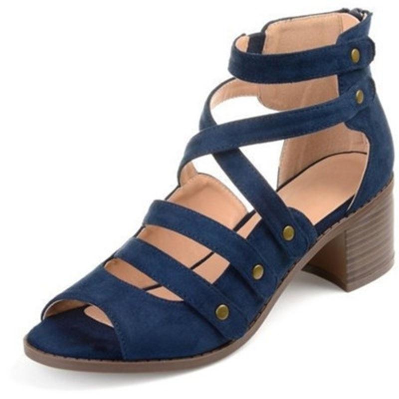Luxurious Womens Ladies Low Heel Wedge Summer Rivet Sandals For Casual Holidays